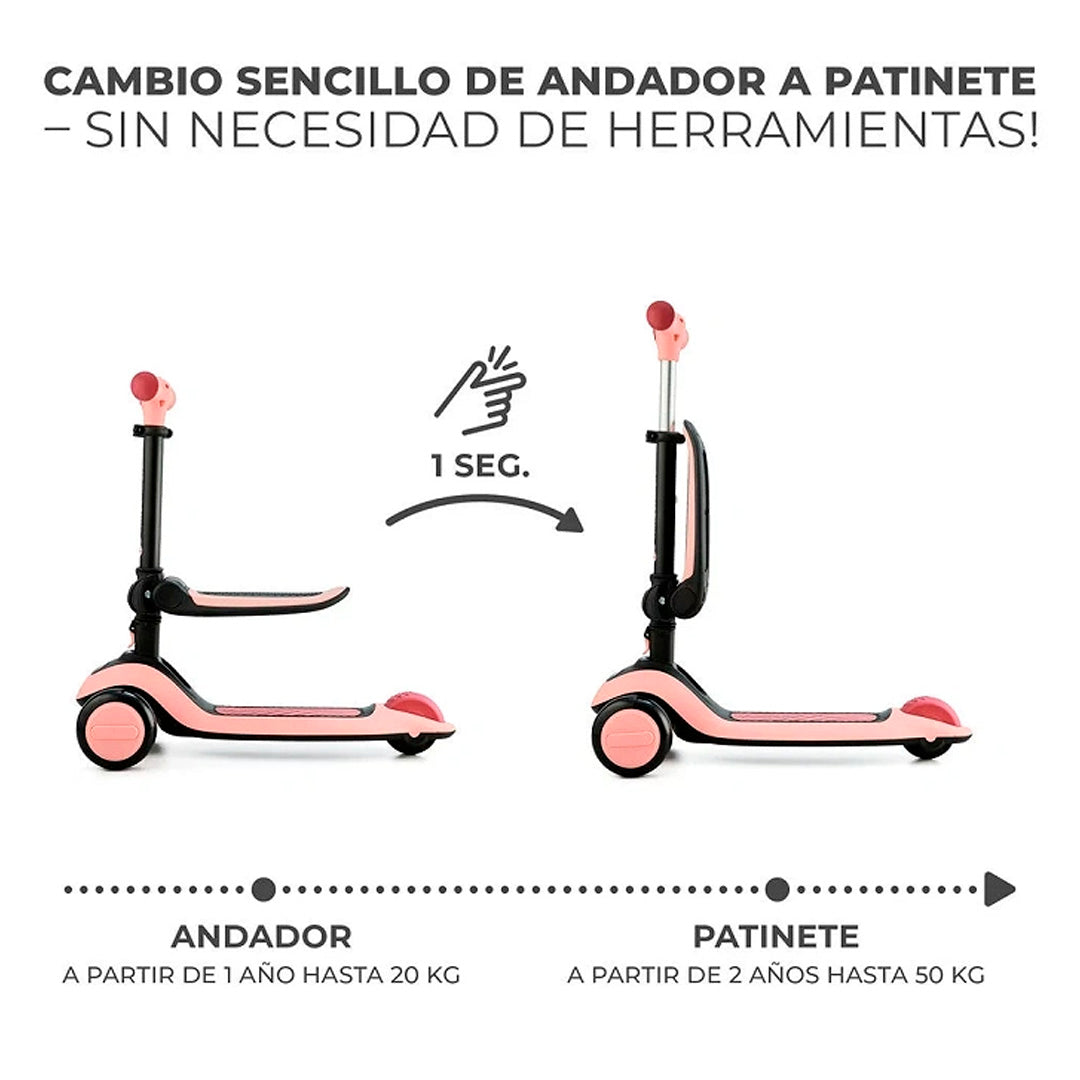 Triciclo Monopatin 2 en 1 Halley Pink