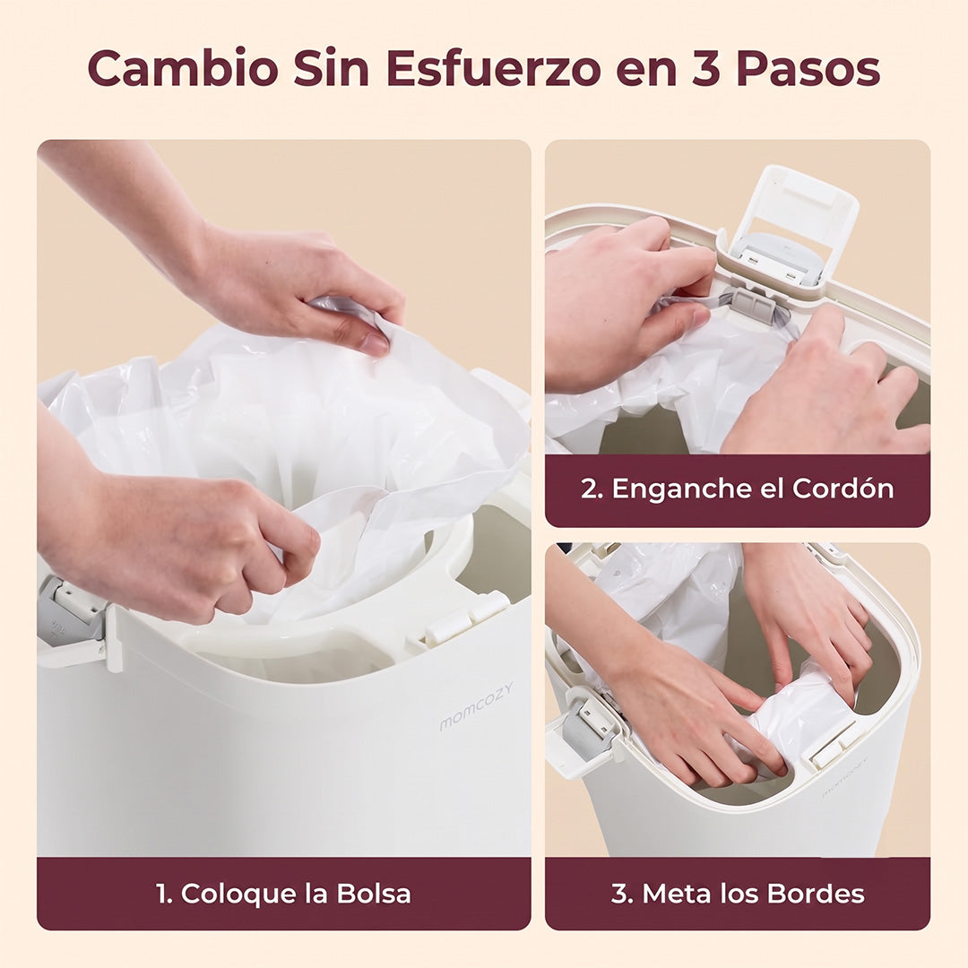 Bolsa con cordón de cierre para basurero de pañales