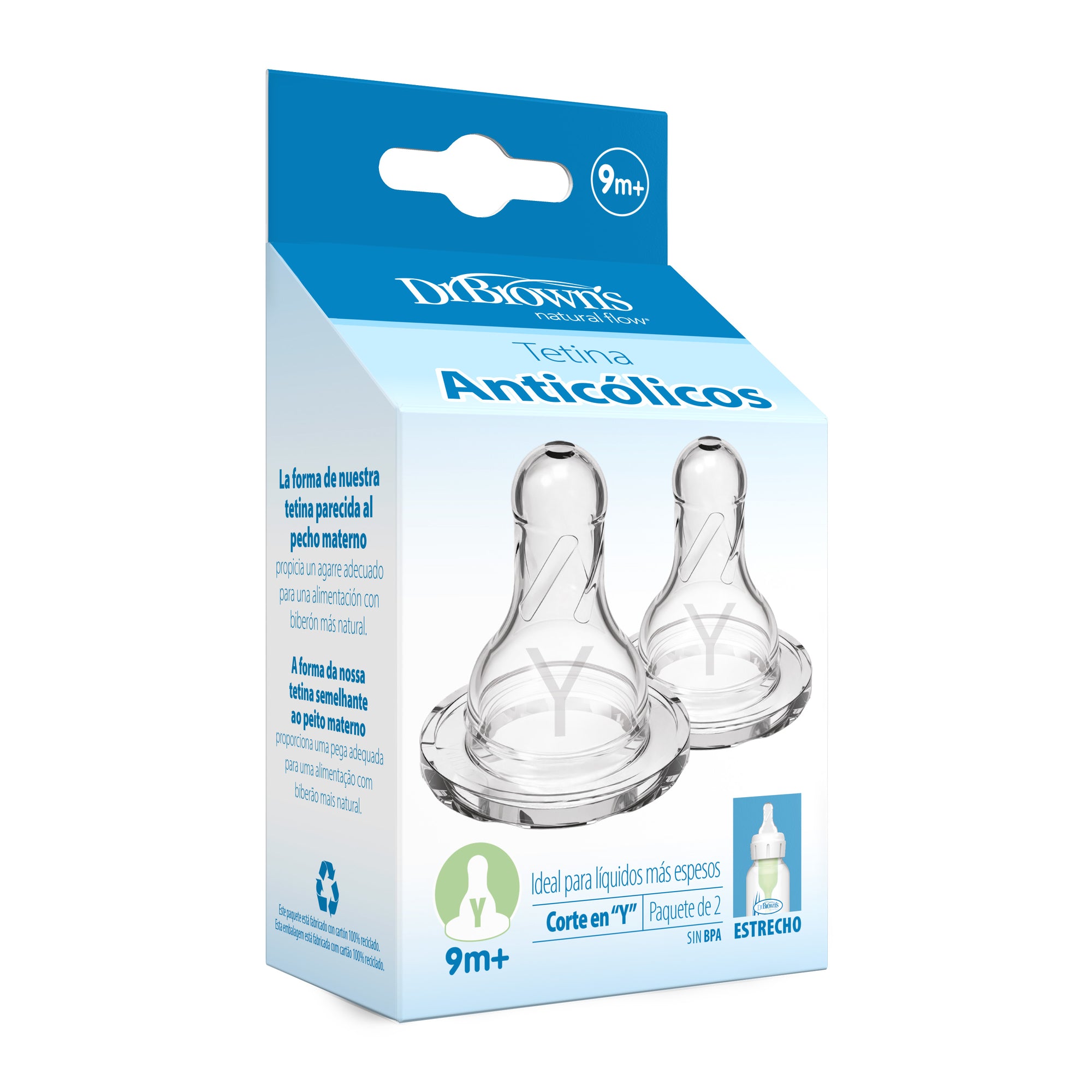 Tetina Anticólico Estándar 2UN 9M+ Corte "Y" (Líquidos más espesos)
