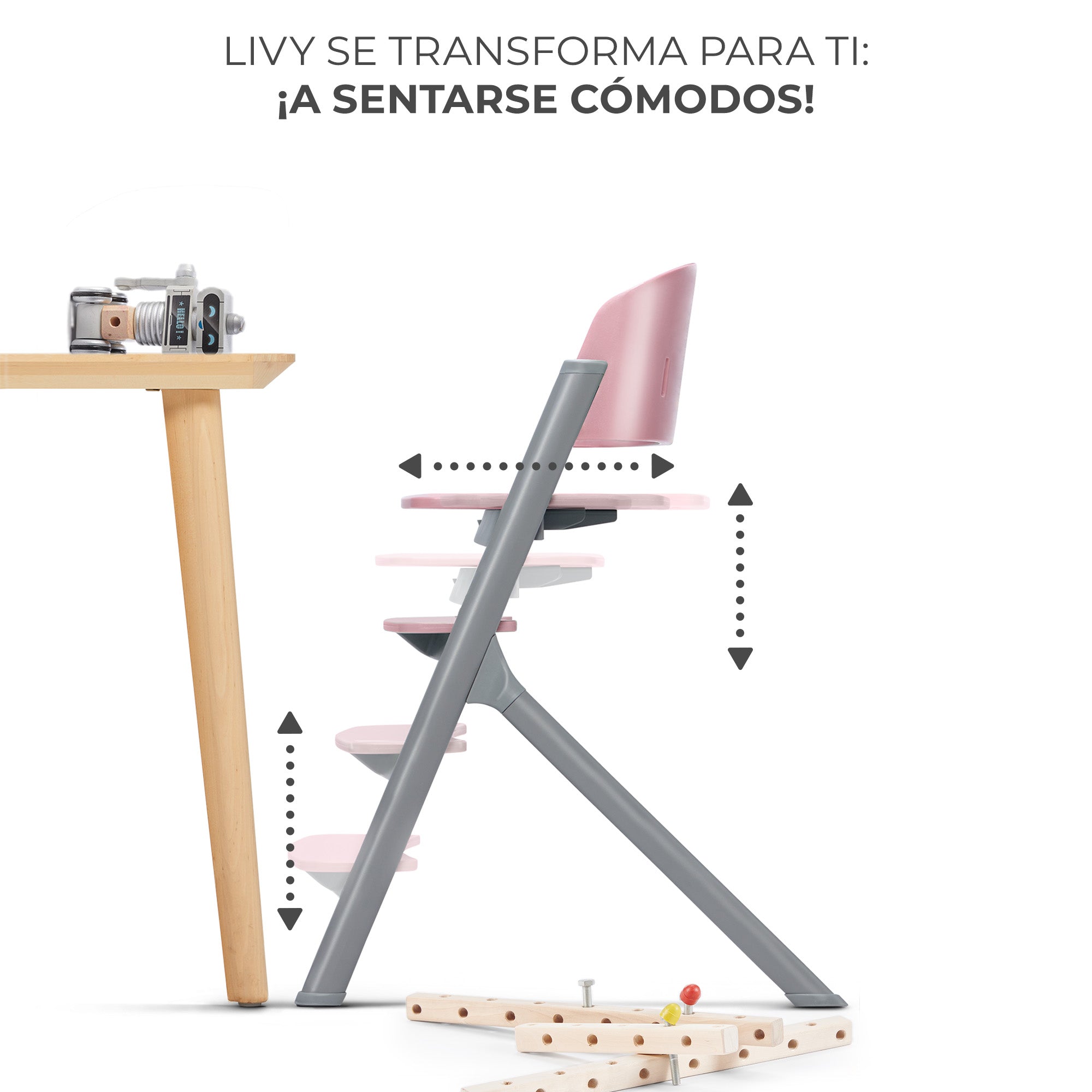 Silla de comer evolutiva LIVY 4 en 1 Pink + Calmee