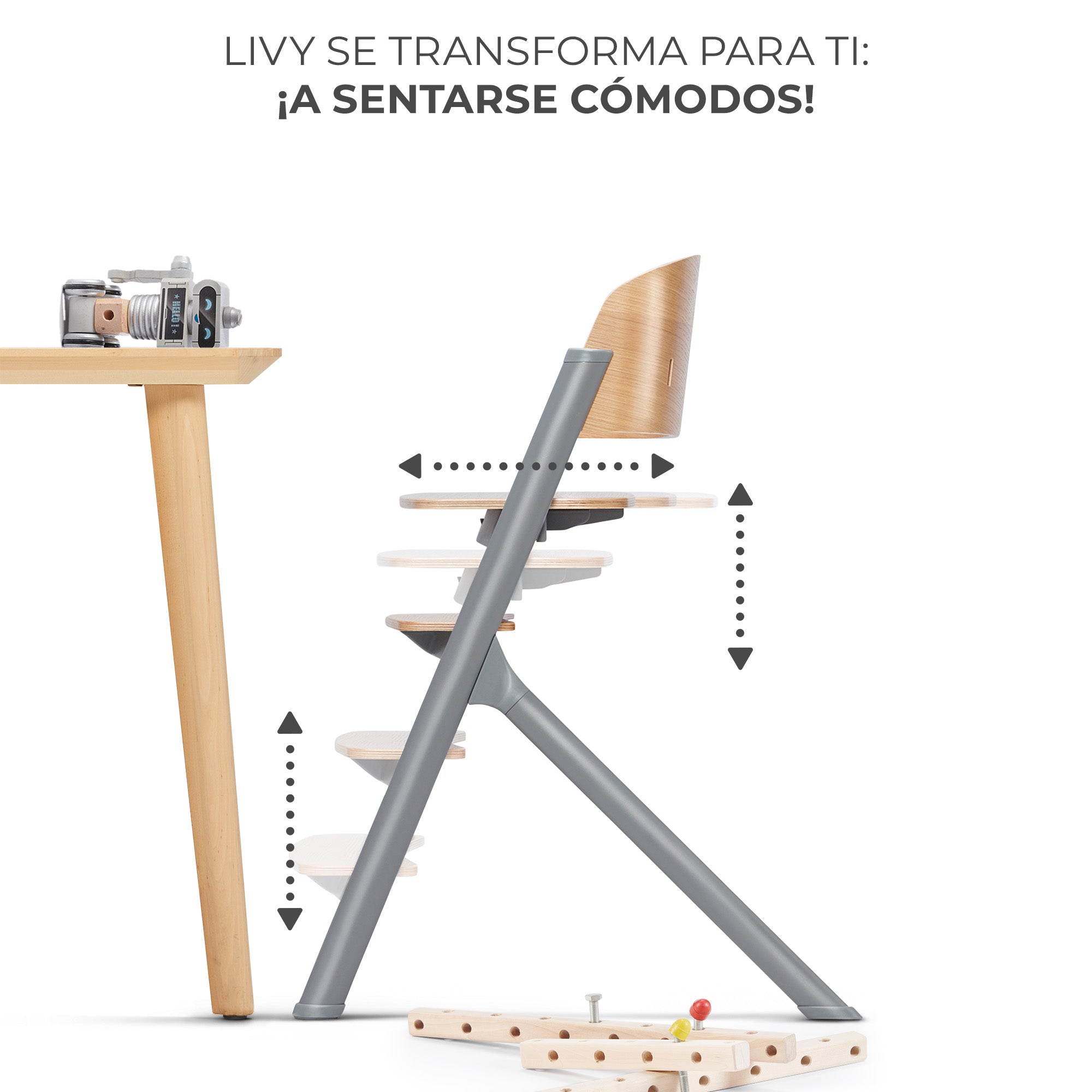 Silla de comer evolutiva LIVY 4 en 1 Wood + Calmee