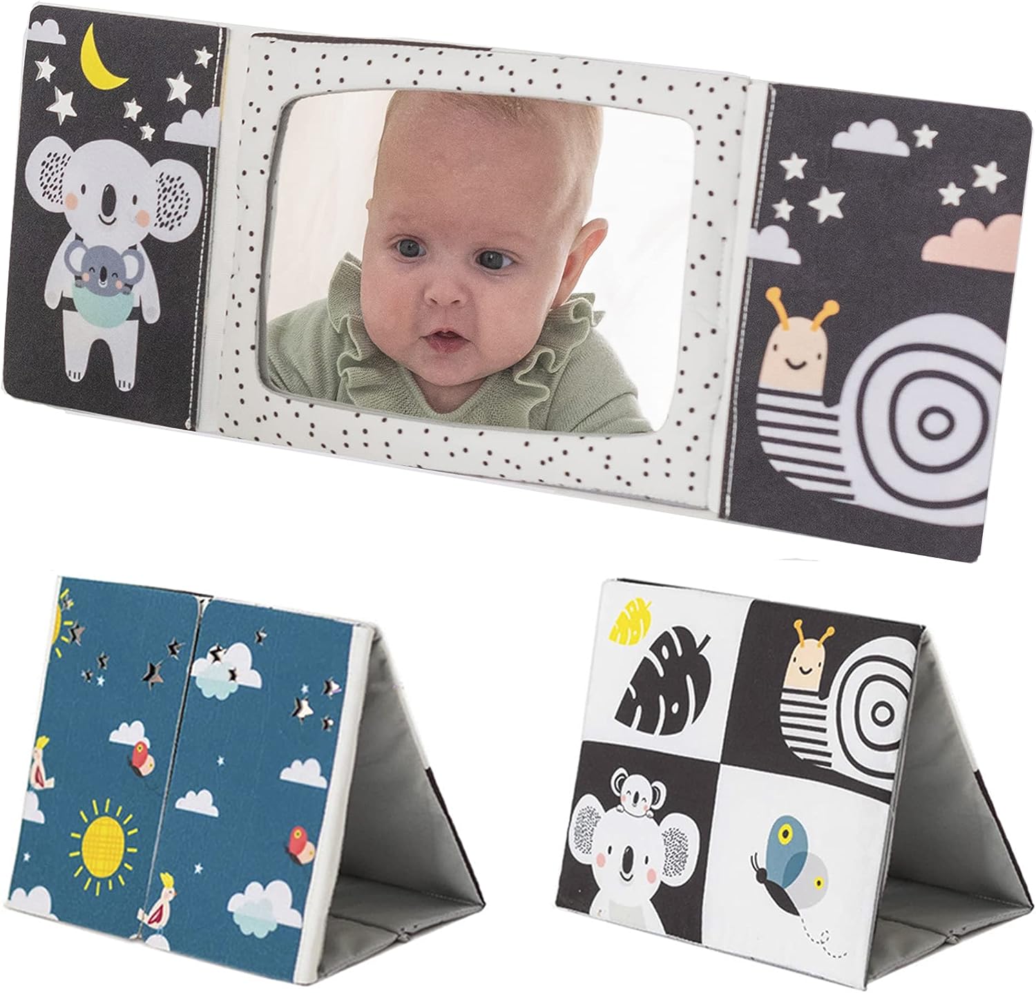 Espejo y Libro Tummy Time Blanco y Negro