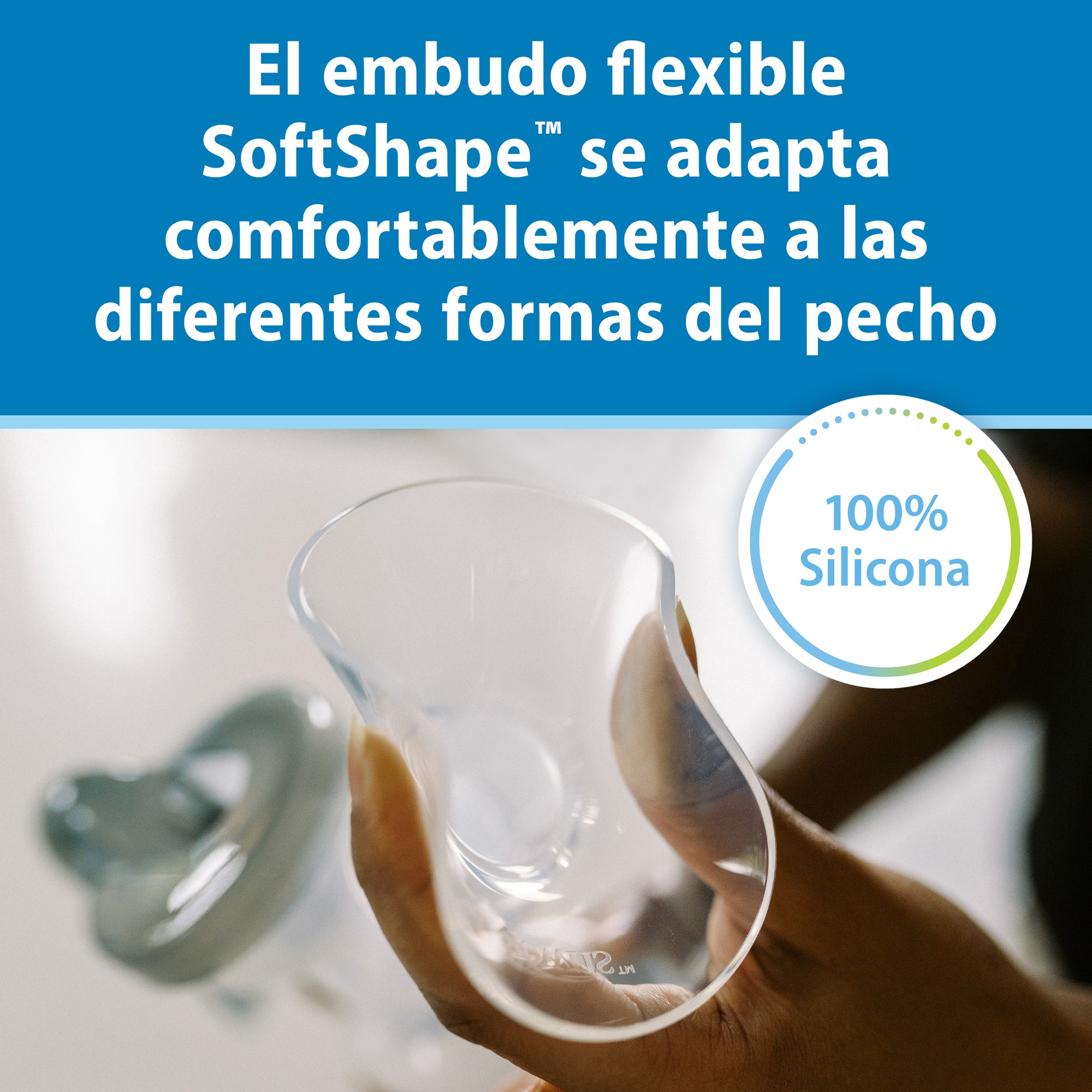 Extractor de Leche Manual con copa de silicona SoftShape™ (25mm), y Mam Boca Ancha 150ml