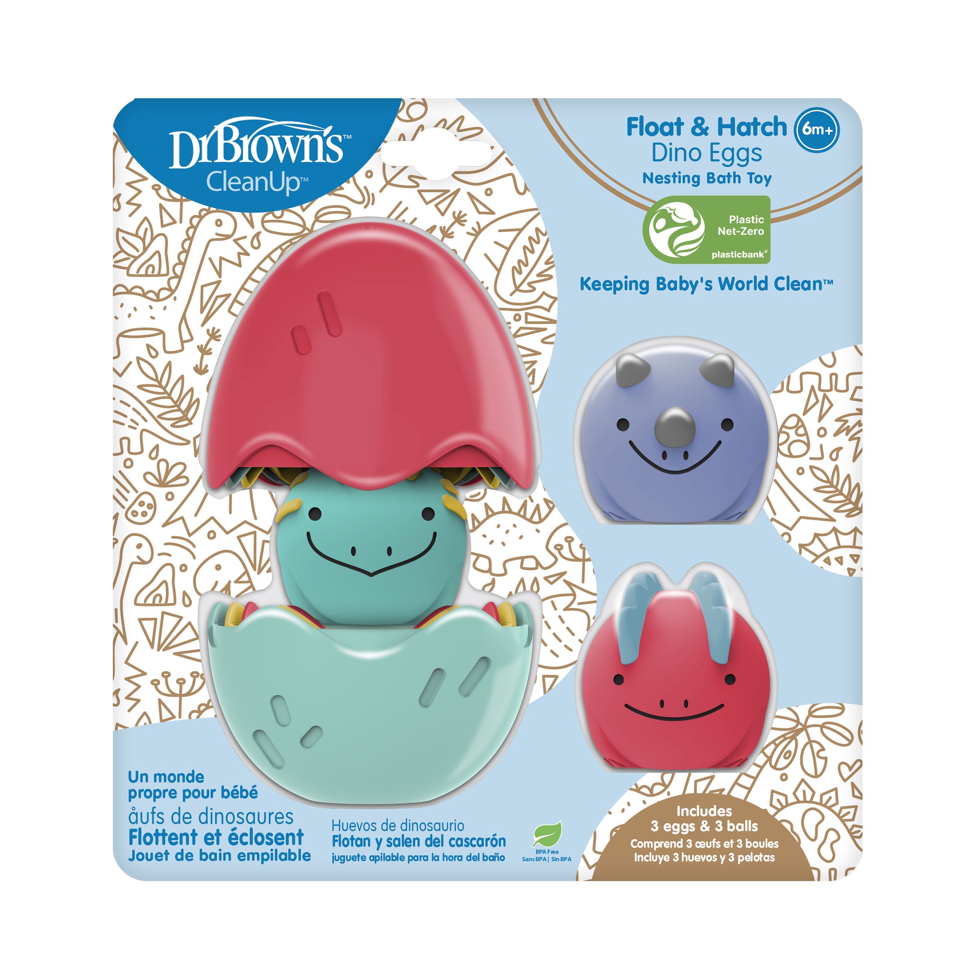 Juguete de baño 6M+, Huevos de dinosaurio