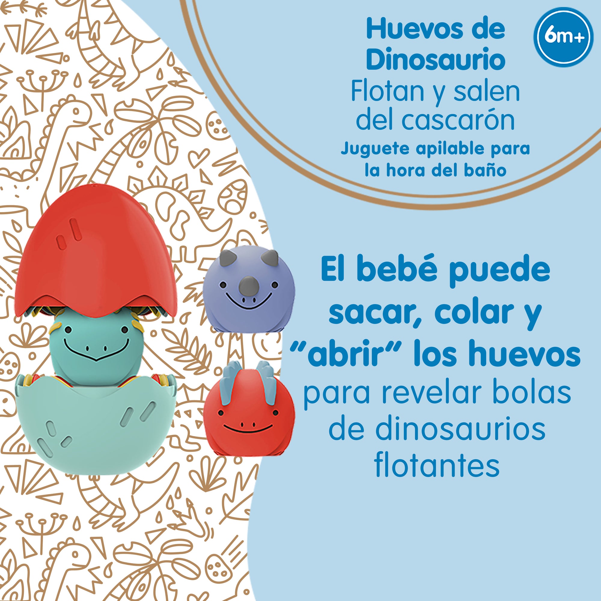 Juguete de baño 6M+, Huevos de dinosaurio