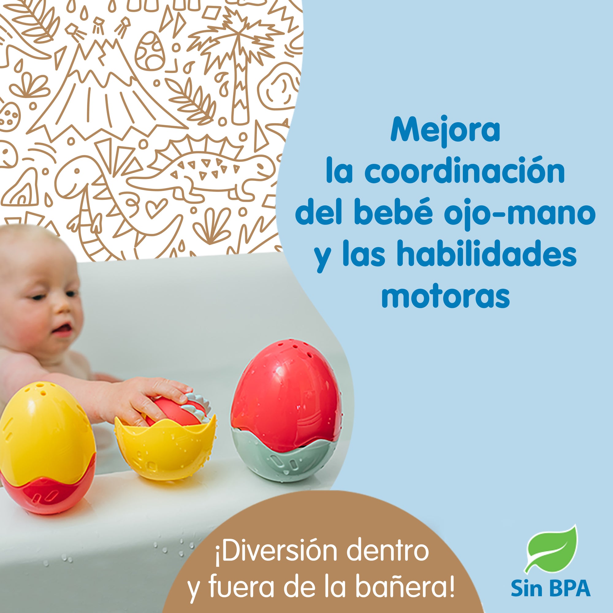 Juguete de baño 6M+, Huevos de dinosaurio