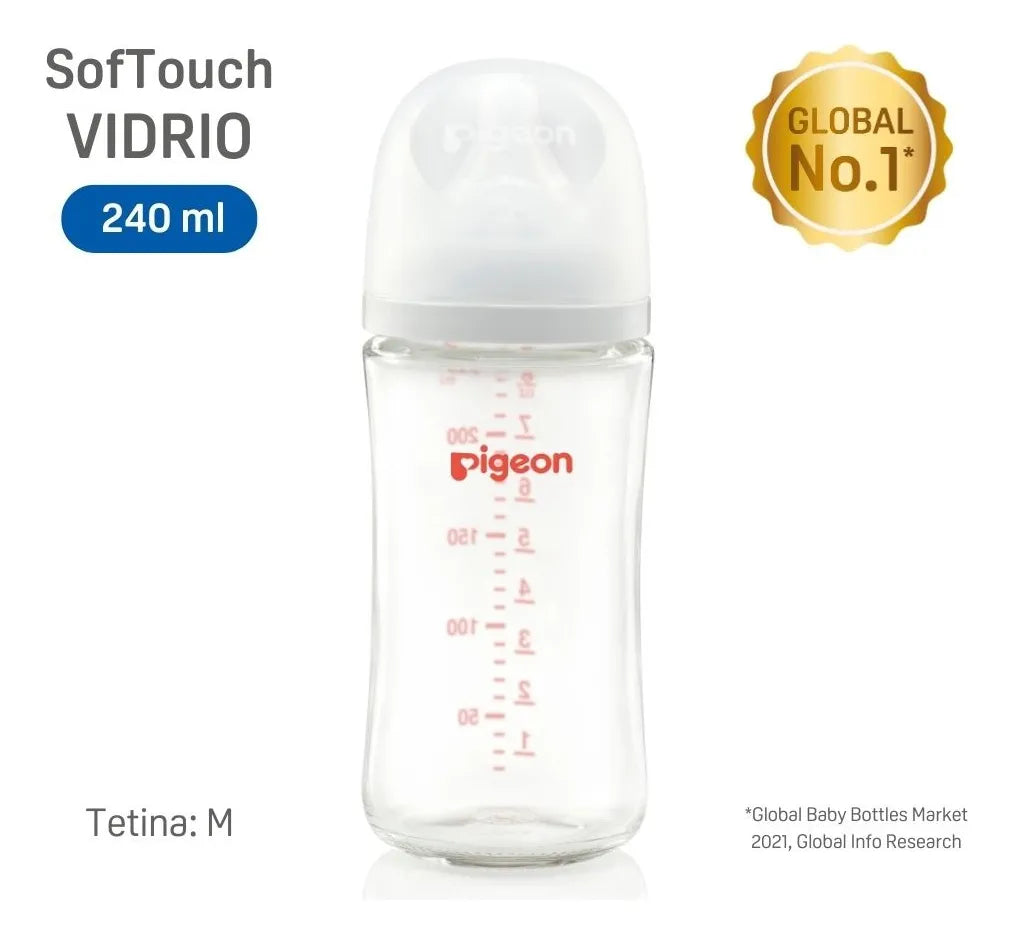 Mamadera De Vidrio Softouch 240ml Boca Ancha