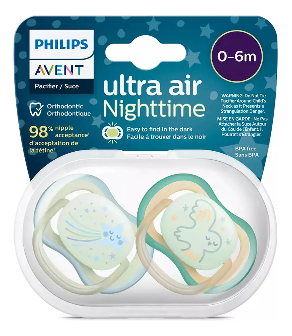 Set 2 chupetes Ultra Air Night 0-6 Meses