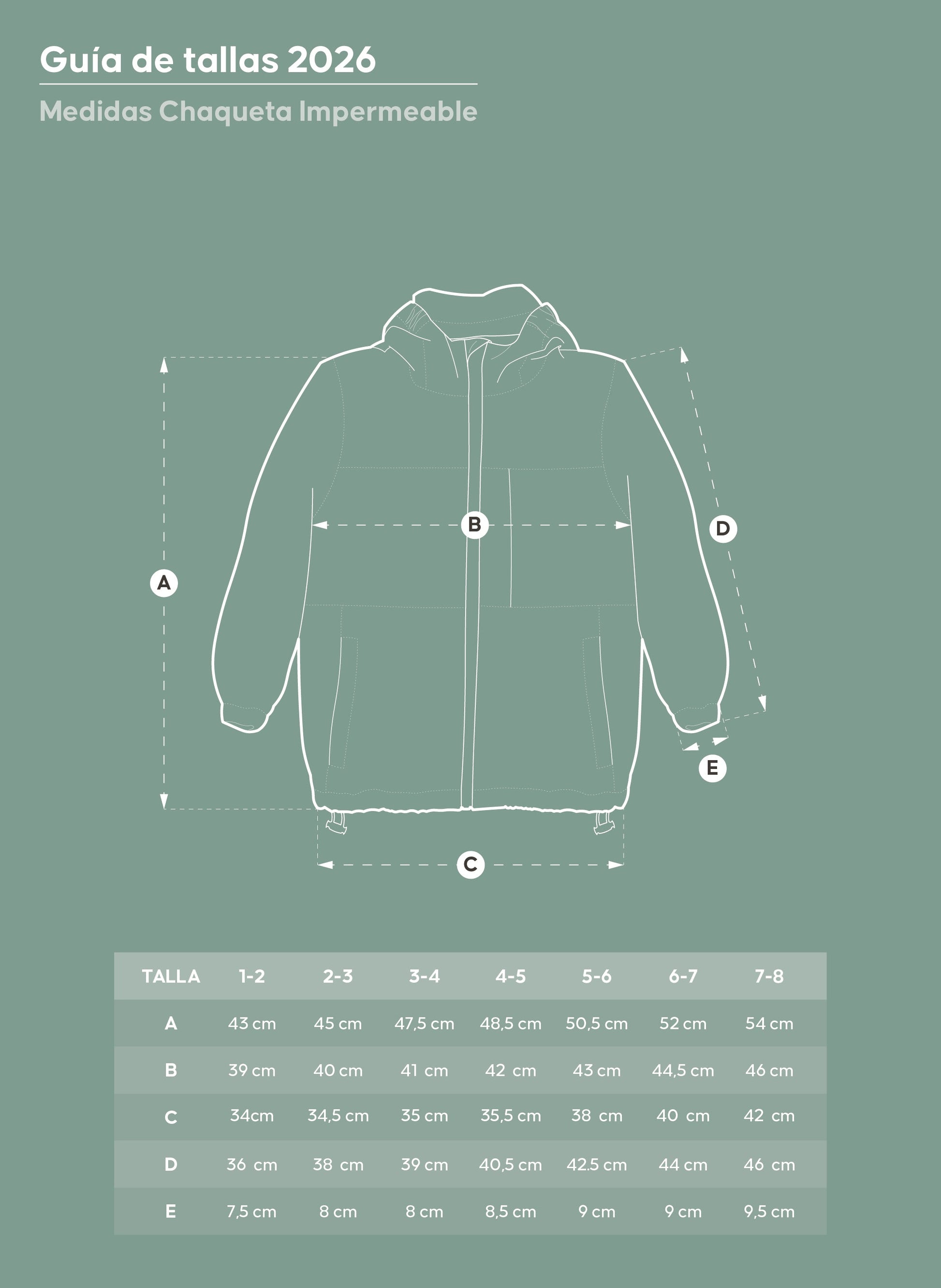 Guía de tallas chaquetas Roda