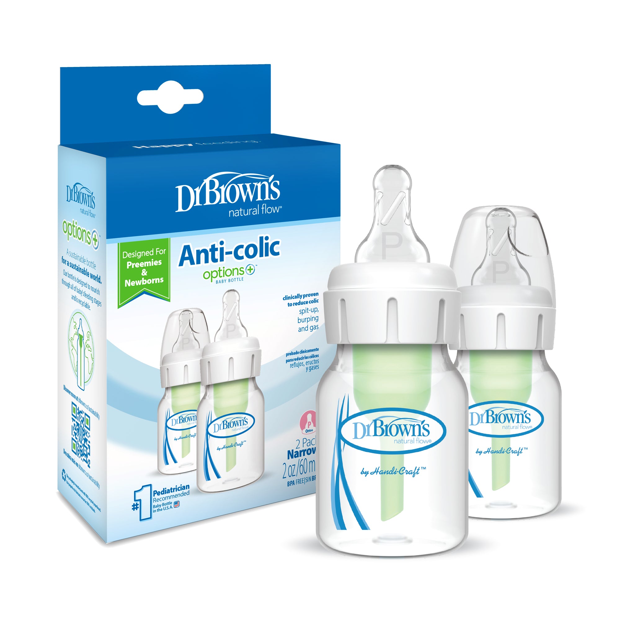 Pack 2 Mamaderas Anticólico Estándar 60ml, con Tetina para Prematuro