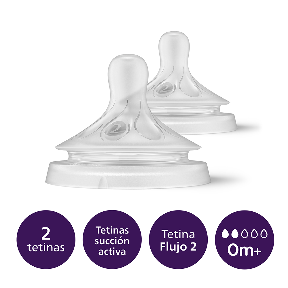 Tetinas Natural Response Flujo espeso 6m+ 2 piezas Flujo