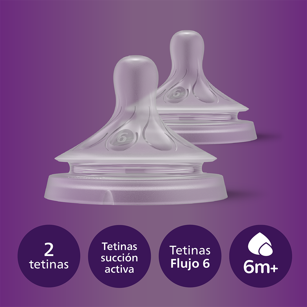 Tetinas Natural Response Flujo espeso 6m+ 2 piezas Flujo