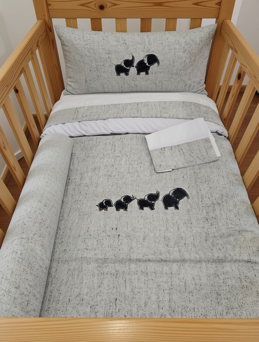 Set de Cuna Familia Elefantes Gris
