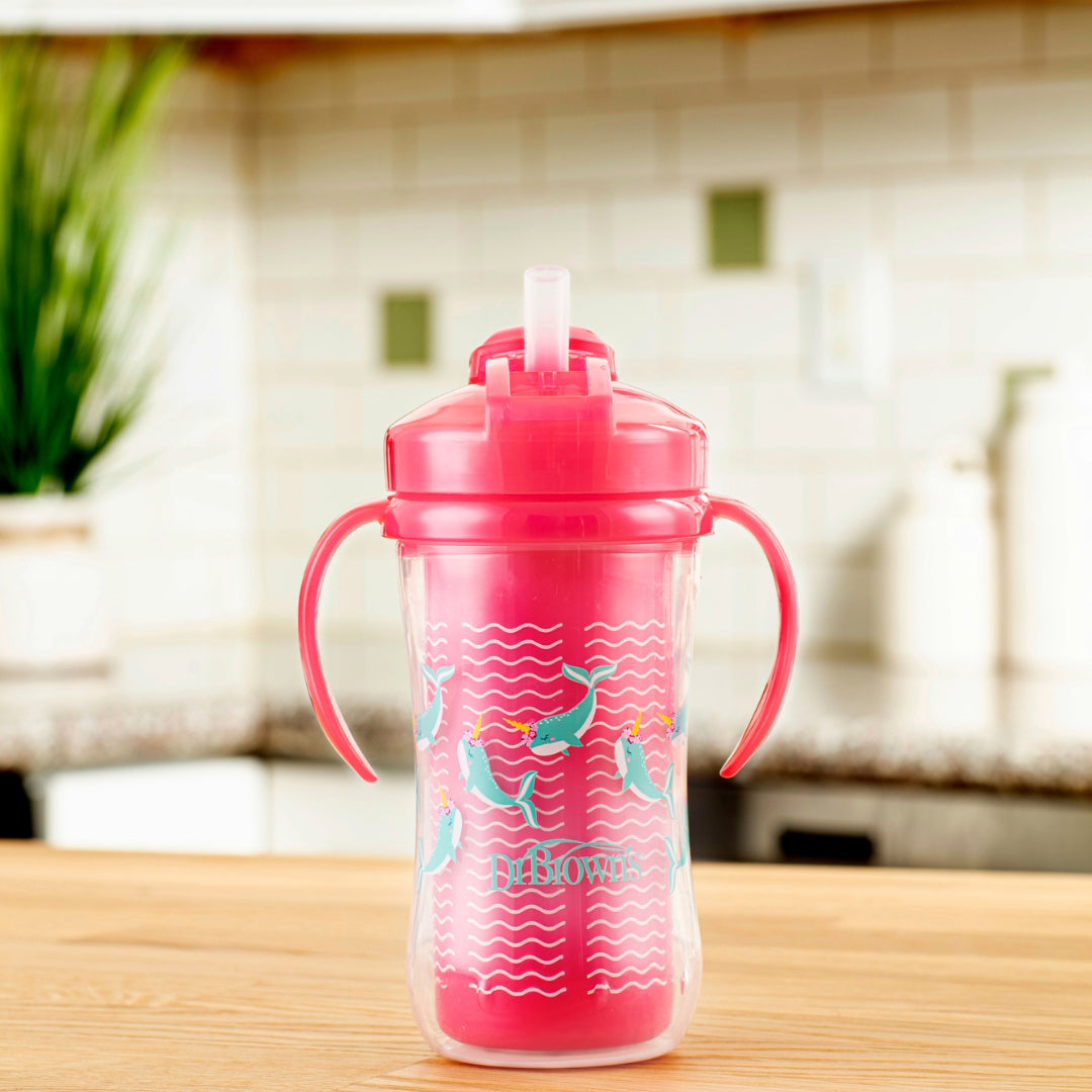 Vaso Térmico con pajita 300ml 12M+ Rosado