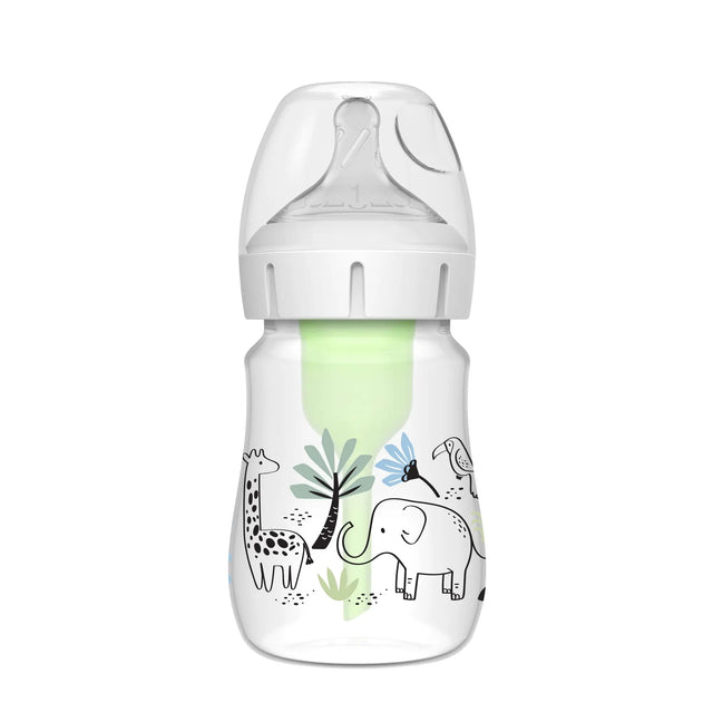 Mamadera Anticólico Boca Ancha 150ml Elefante & Jirafa en la Jungla Dr Brown’s
