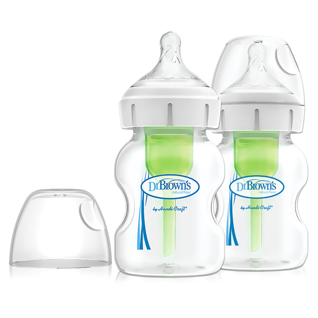 Pack 2 Mamaderas Anticólico Boca Ancha Vidrio 150ml Dr Brown’s