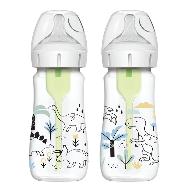 Pack 2 Mamaderas Anticólico Boca Ancha 270ml Dinosaurios Dr Brown’s