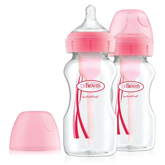 Pack 2 Mamaderas Anticólico Boca Ancha 270ml Rosado Dr Brown’s