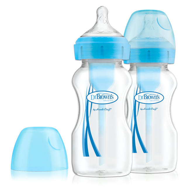 Pack 2 Mamaderas Anticólico Boca Ancha 270ml Azul Dr Brown’s