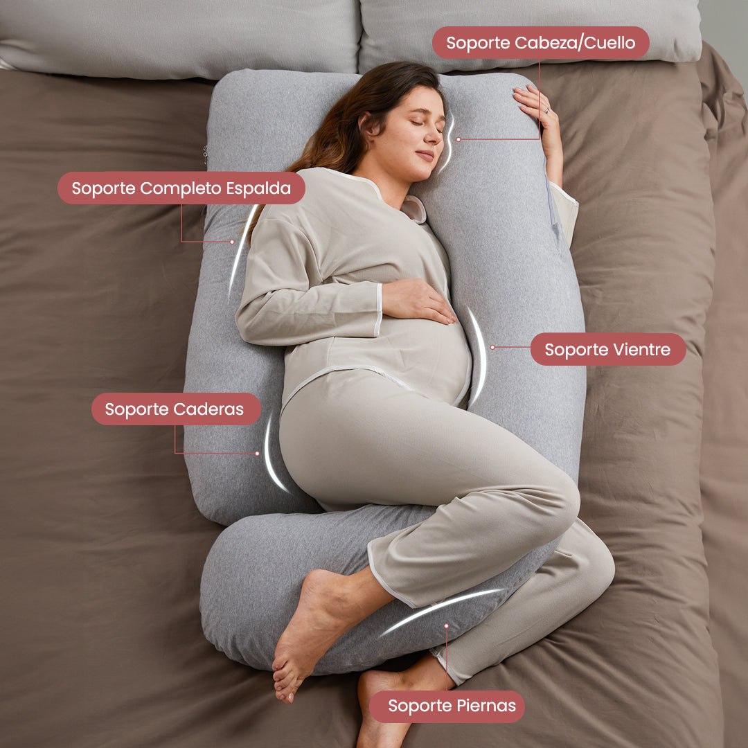 Almohada de embarazo forma de U con tela refrescante