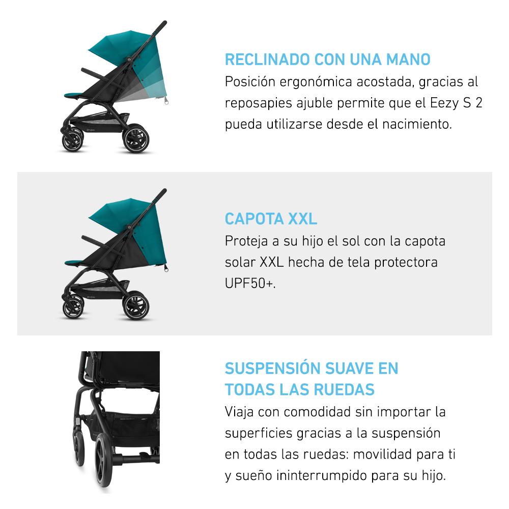 Travel System Eezy S+ (Plus) 2 v3 BLK + Aton S2 + Base Cybex - Cybex-MiniNuts expertos en coches y sillas de auto para bebé