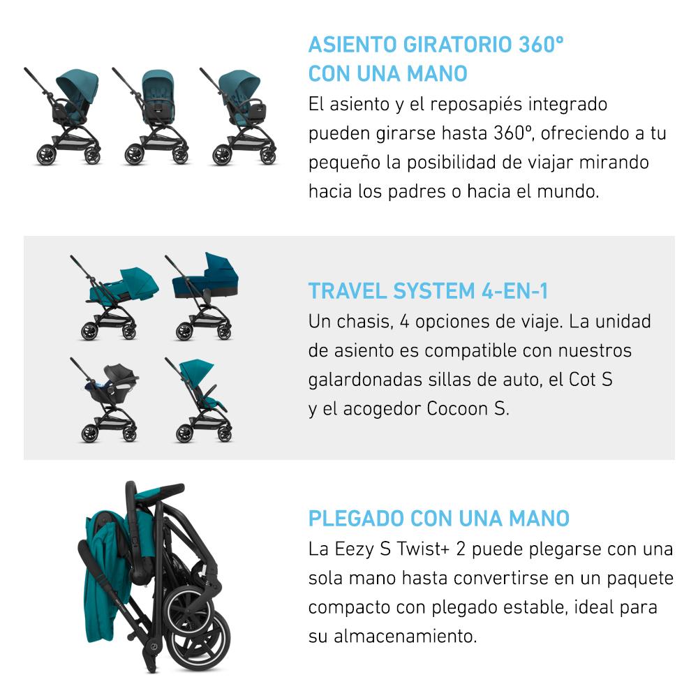 Travel System Eezy S Twist PLUS 2 SLV + Aton S2 + Base Cybex - Cybex-MiniNuts expertos en coches y sillas de auto para bebé