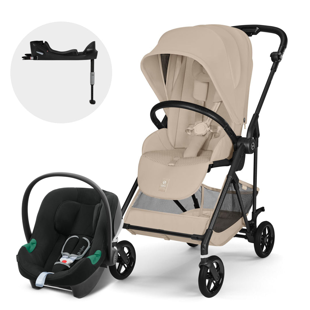 Travel System Melio Carbon + Aton B2 + Base Almond Beige