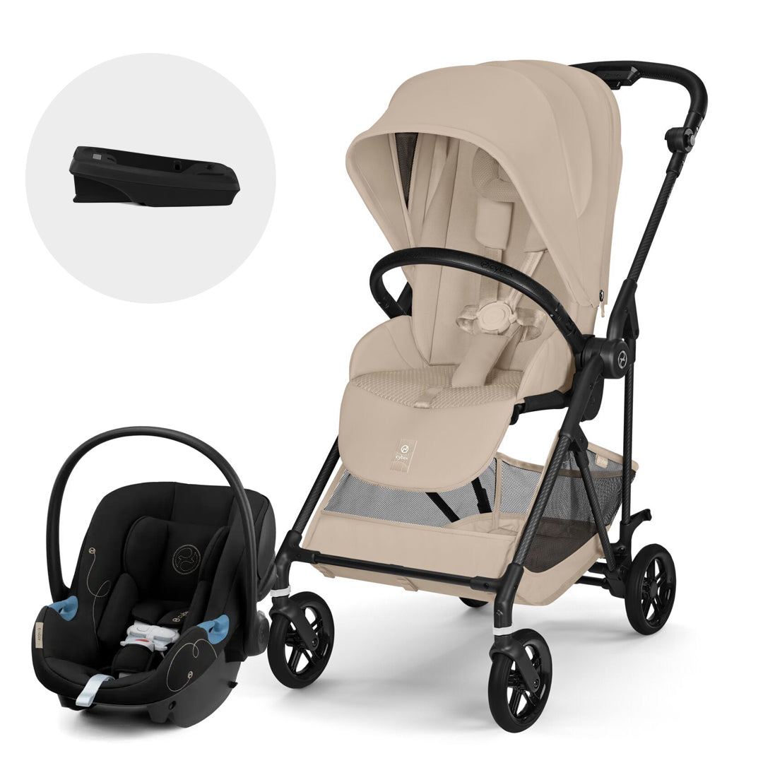 Travel System Melio Carbon + Aton G + Base G Almond Beige