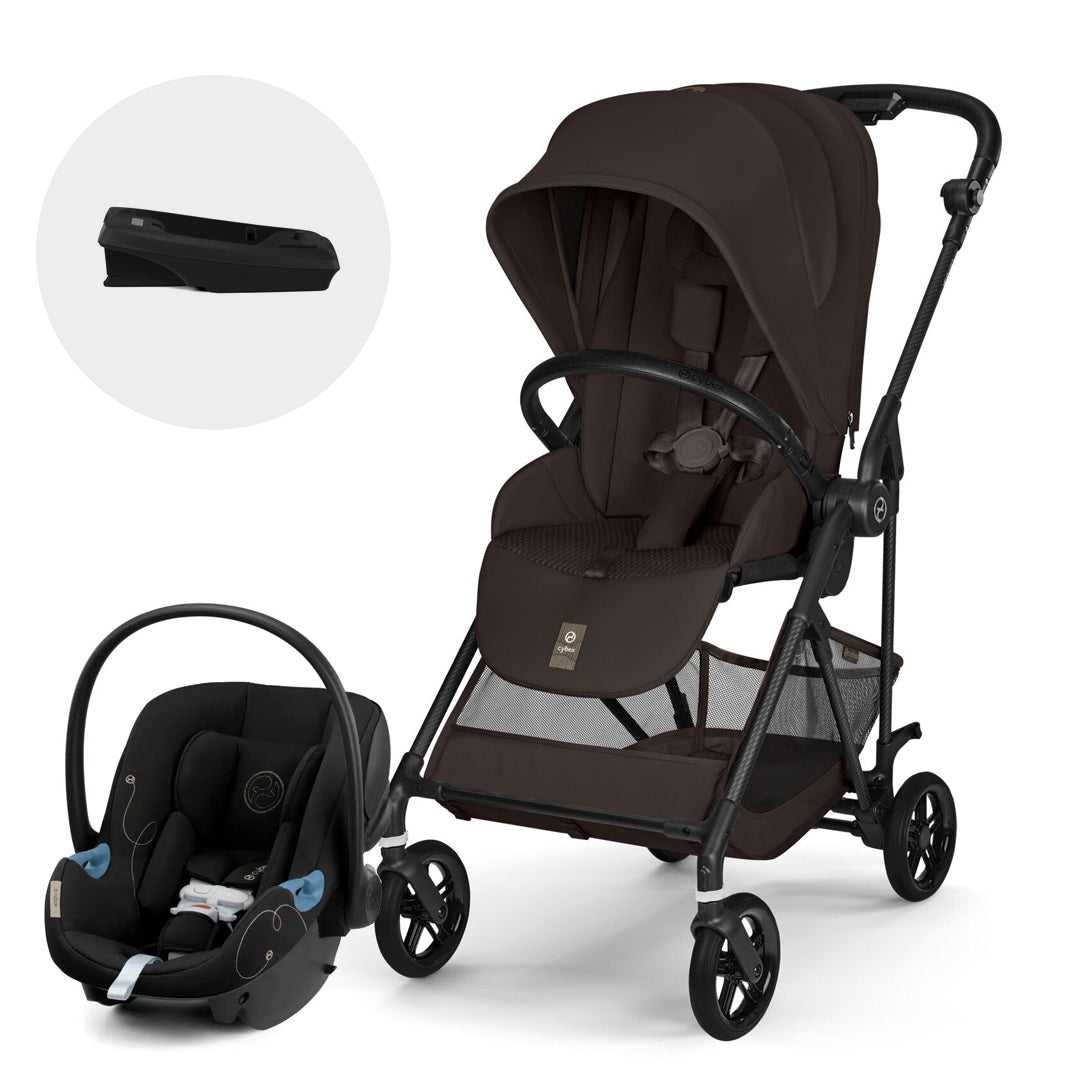 Travel System Melio Carbon + Aton G + Base G Chocolate Brown