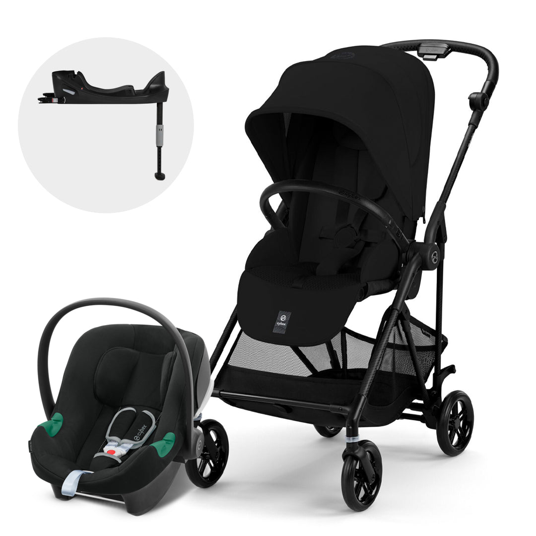 Travel System Melio Carbon + Aton B2 + Base Moon Black