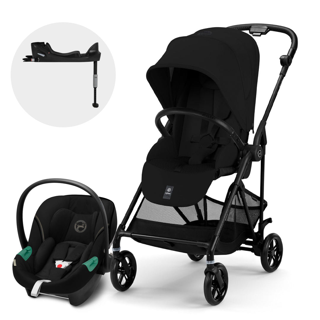Travel System Melio Carbon + Aton S2 + Base Moon Black