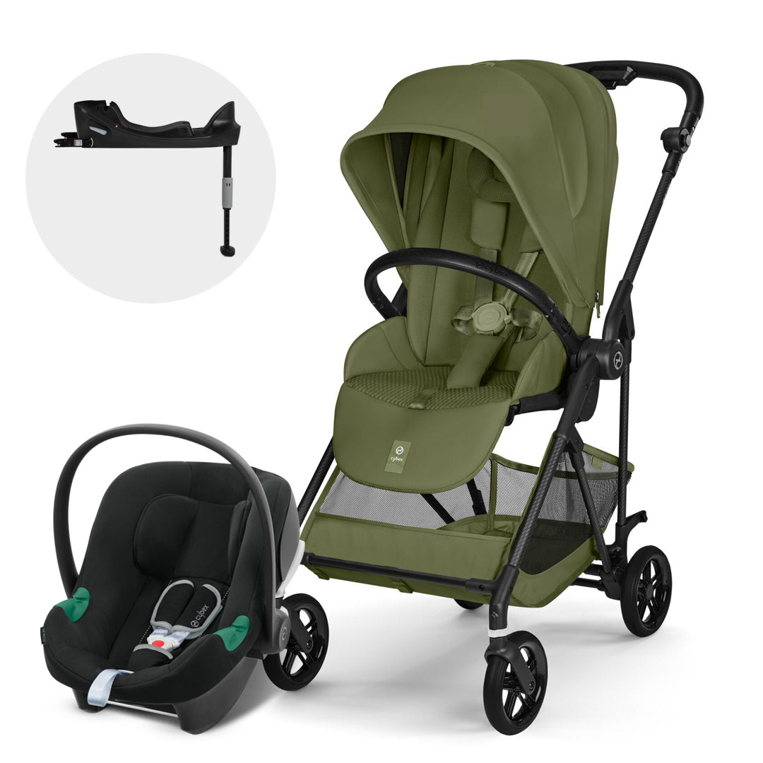 Travel System Melio Carbon + Aton B2 + Base Moss Green
