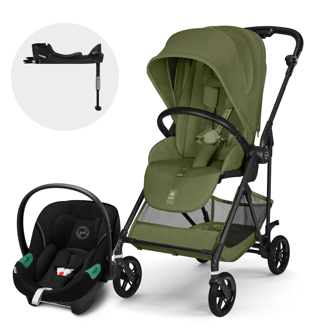 Travel System Melio Carbon + Aton S2 + Base Moss Green
