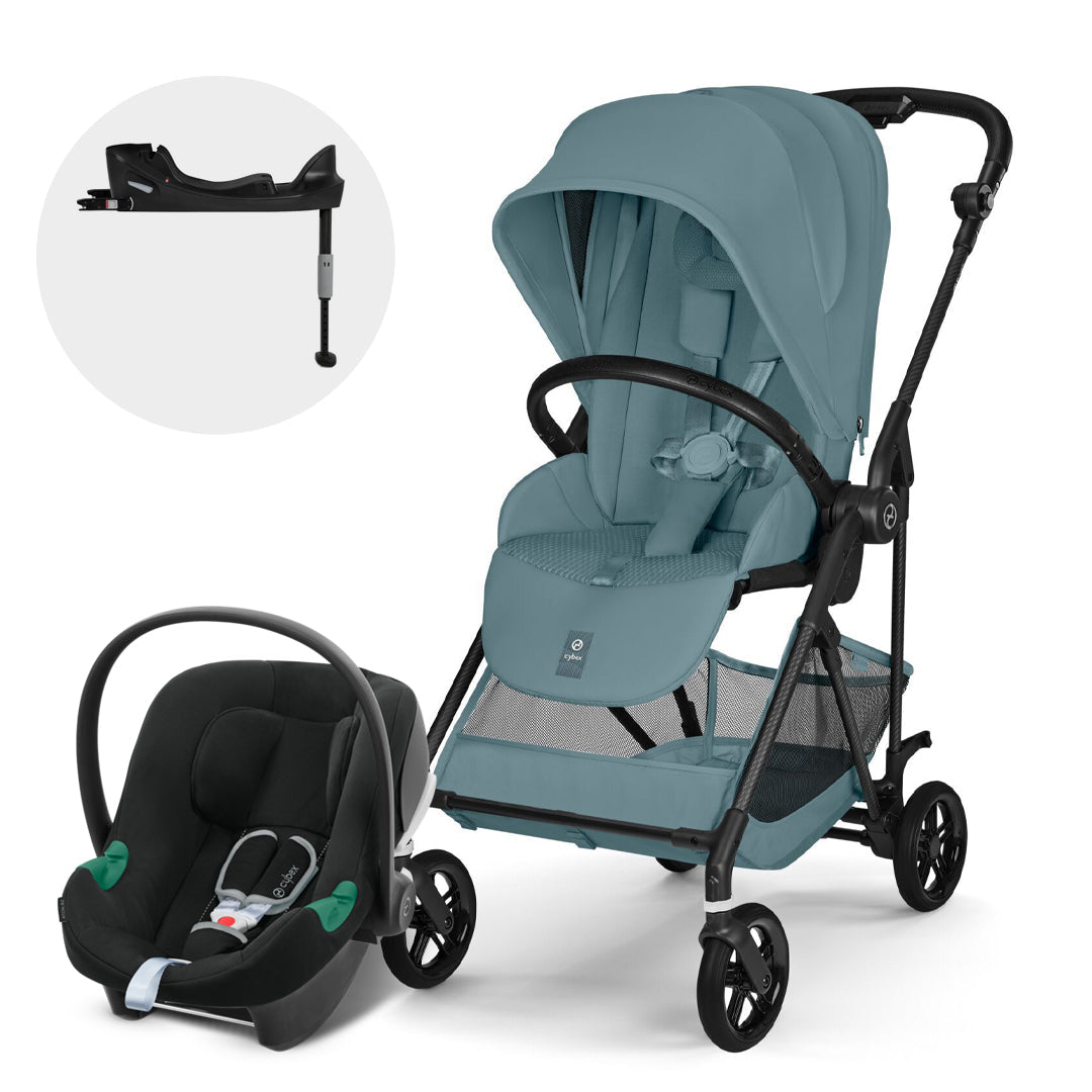 Travel System Melio Carbon + Aton B2 + Base Stormy Blue
