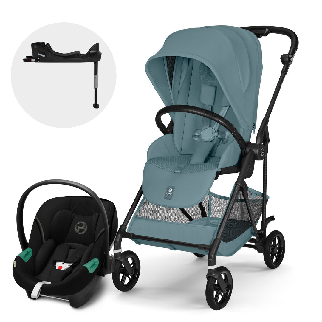 Travel System Melio Carbon + Aton S2 + Base Stormy Blue